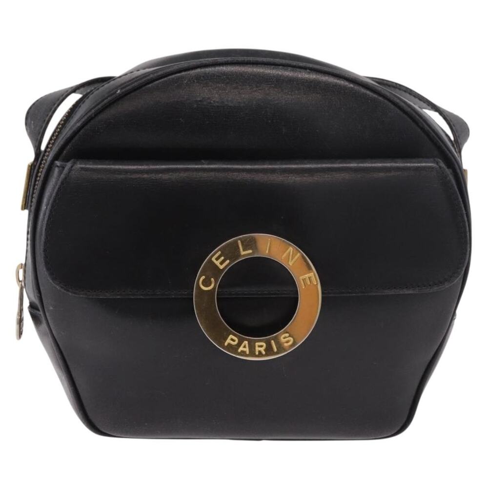 Celine Leather Circle Shoulder Bag Black